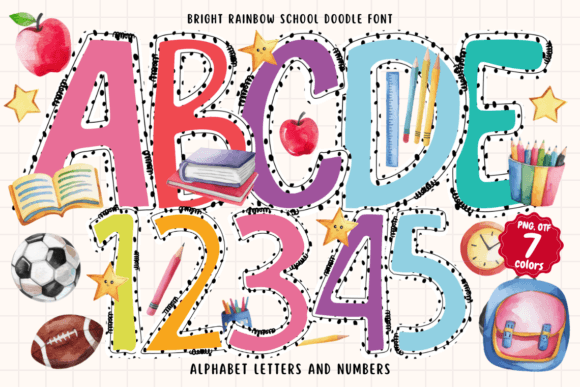 Download Bright Rainbow School Doodle - Rainbow Collection