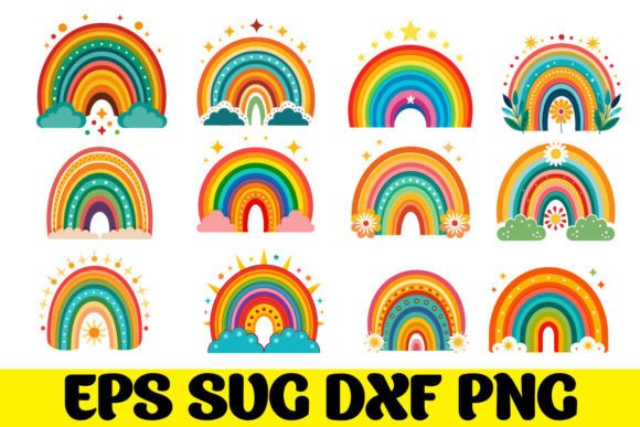 Download Boho Style Rainbow Creative Design Set - Rainbow Collection