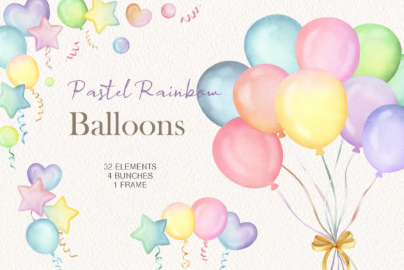 Download Watercolor Rainbow Balloons Clipart - Rainbow Collection