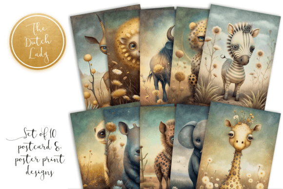 Download Cute Savanna Animals Postcards &amp; Prints - Premium Resources