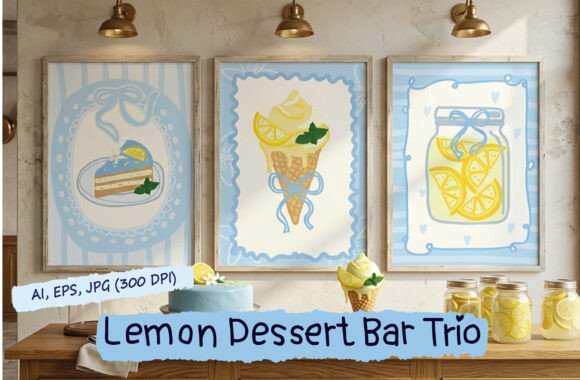 Download Lemon Dessert Art Prints Set of 3 - Prints Collection