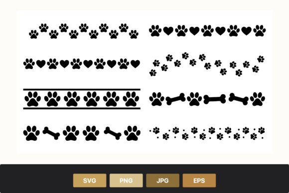 Download Paw Prints Hearts Bones Seamless Borders - Premium Resources