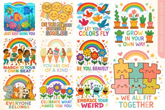 Download Rainbow Cute Inclusive Kids Quotes PNG - Rainbow Collection